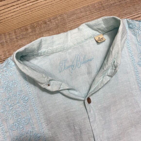 Tommy Bahama Shirt Mens XL Blue Linen Cool Summer Button Up Preppy Comfort - Picture 1 of 6